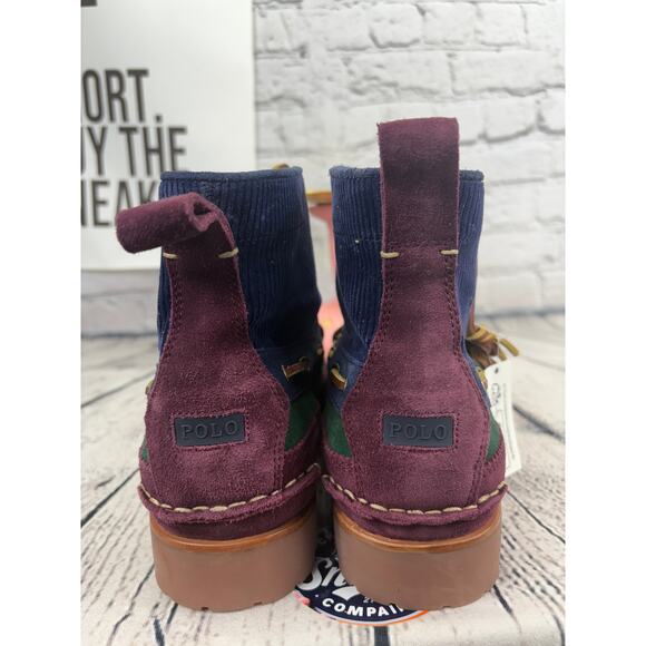 Polo Ralph Lauren Country Ranger Mid Corduroy Suede Boots Mens 10 Colorblock NEW